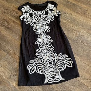 Moa Moa Black Size Large Cap Sleeve Dress Scoop Neck